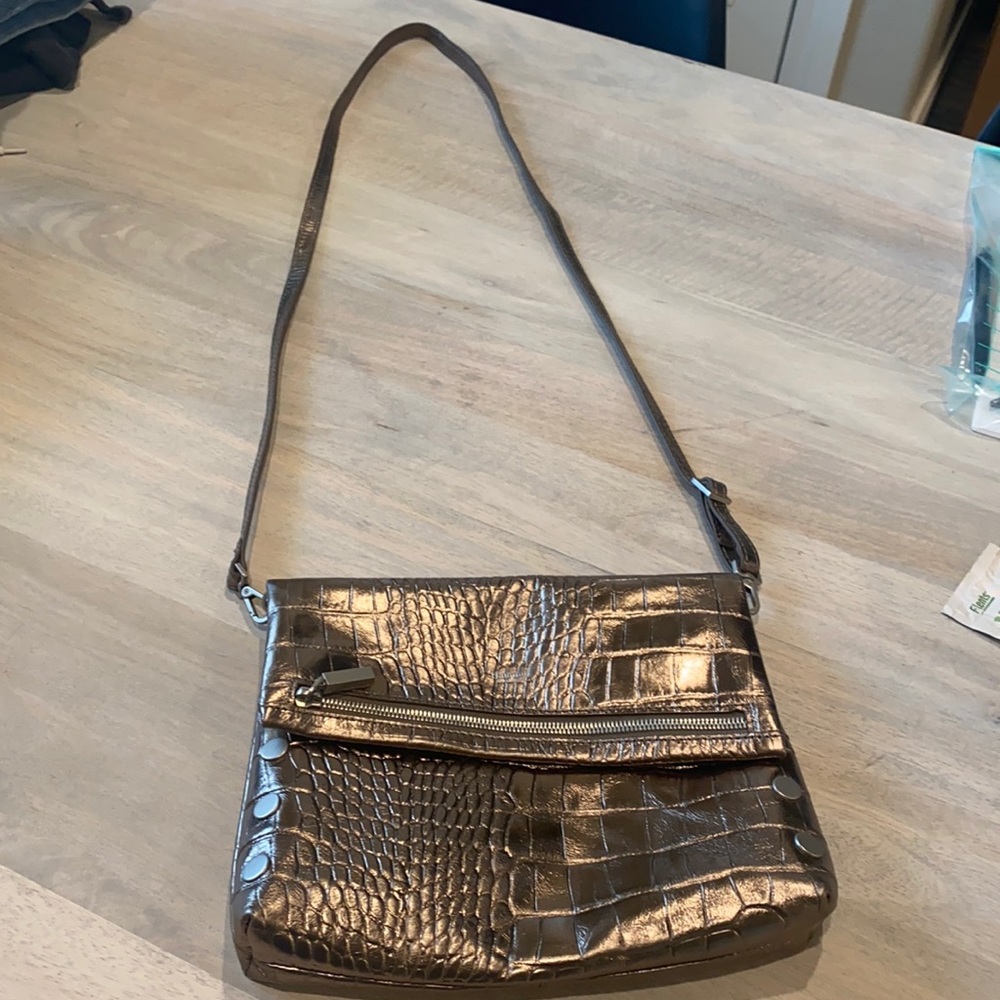 Hammitt VIP Anchor embossed pewter crossbody clutch